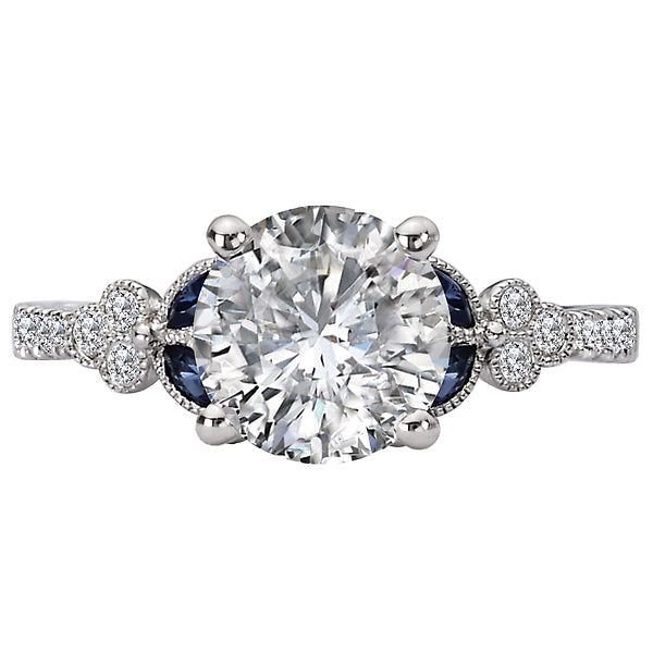 Sapphire and Diamond Semi-Mount Engagement Ring