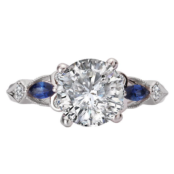 Diamond and Sapphire Semi-Mount Engagement Ring