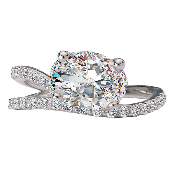 Semi-Mount Diamond Wave Band Engagement Ring