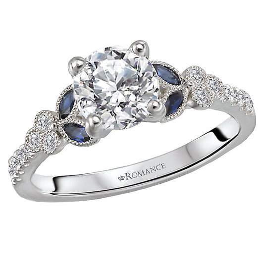 Sapphire and Diamond Semi-Mount Engagement Ring