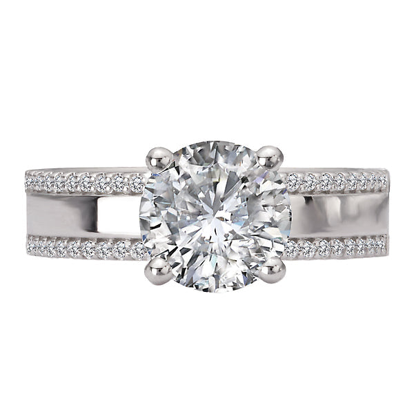 Wide Band Semi-Mount Diamond Engagement Ring