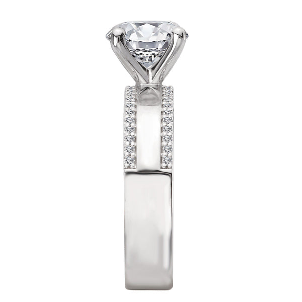 Wide Band Semi-Mount Diamond Engagement Ring